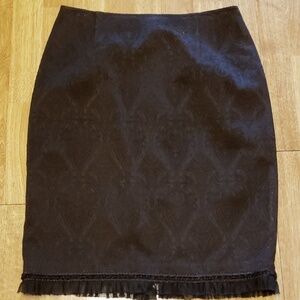 Kay Unger New York brown embossed silk blend skirt